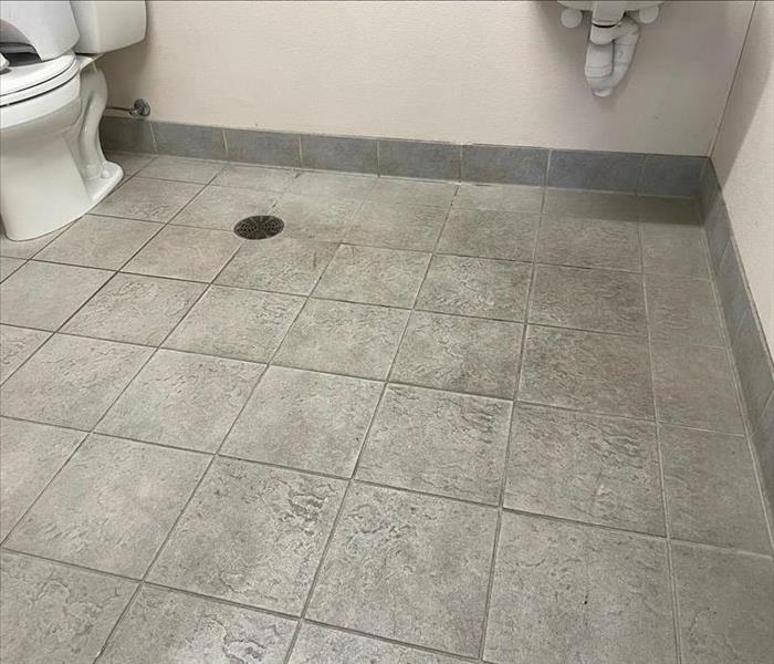 dirty, grimy floor tiles in a restroom
