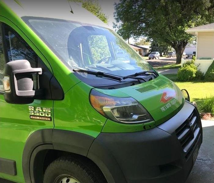 View of front of SERVPRO vehicle